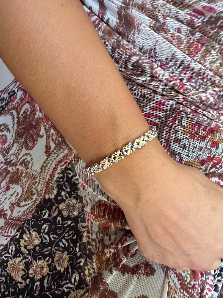 Gold silver çiçek motifli bilek