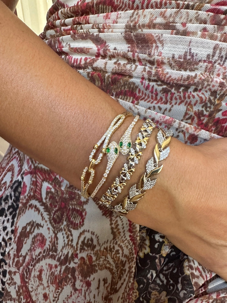 Gold silver çiçek motifli bilek