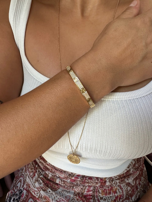 Crtr Modeli Gold Kaplama Zirkon Taşlı Gümüş Kelepçe