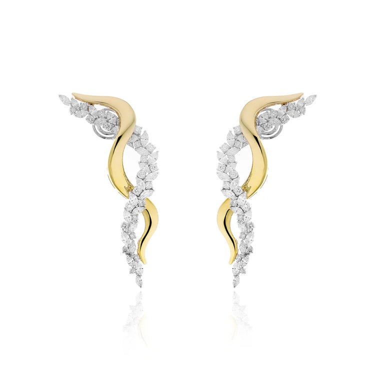 Gold taşlı tasarım küpe kadın