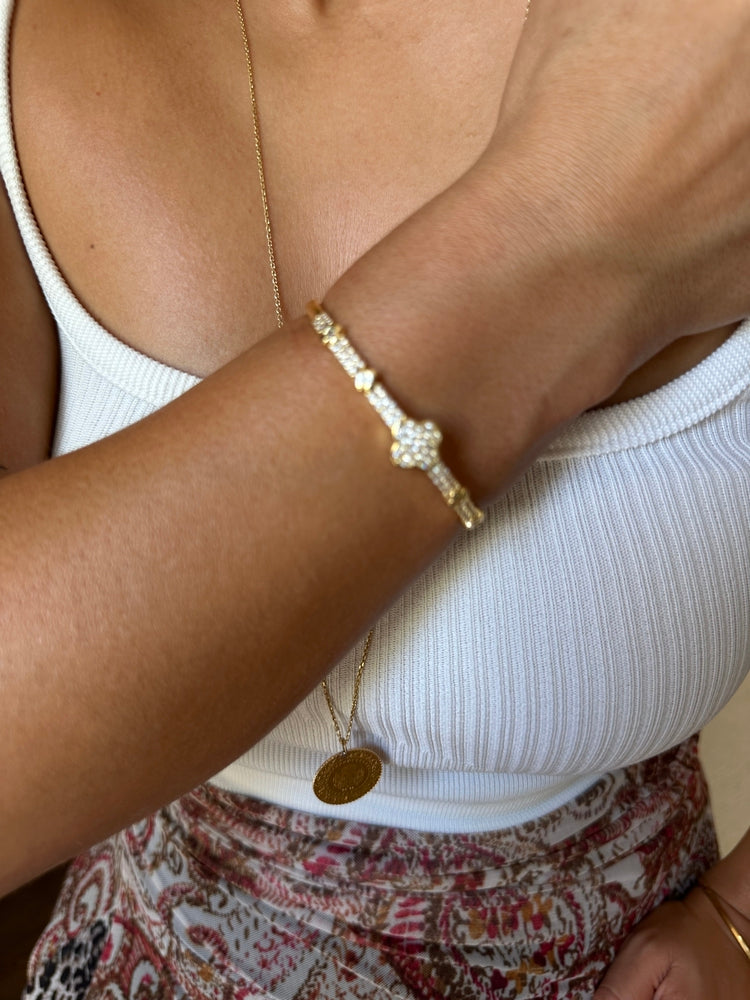 Gold ithal yonca bileklik