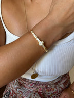 Gold ithal yonca bileklik