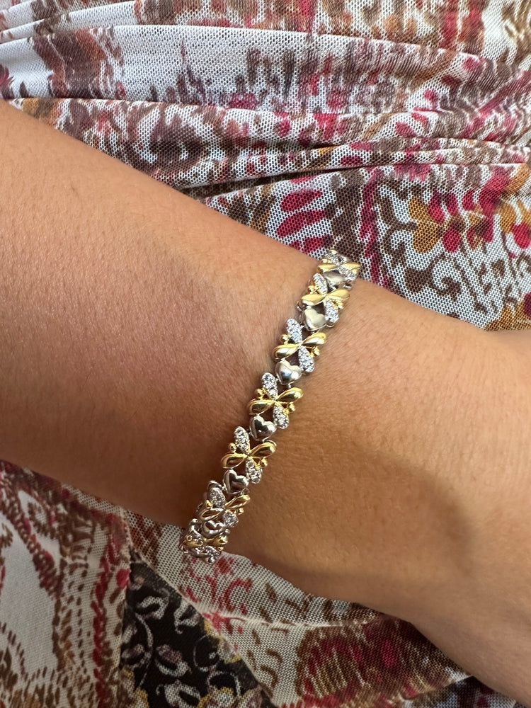 Gold silver çiçek motifli bilek