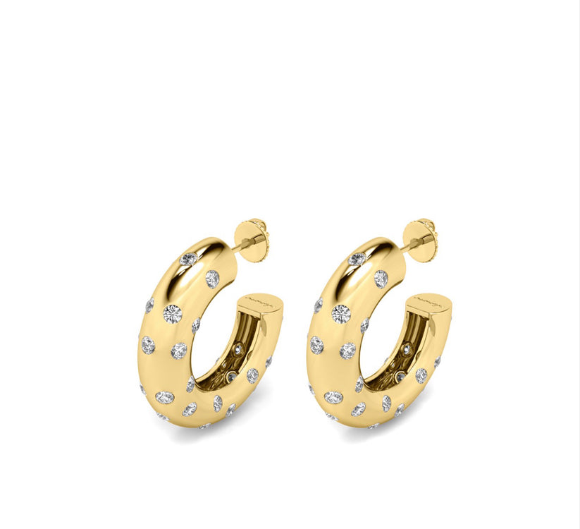 Gold taşlı Beymen küpe kadın